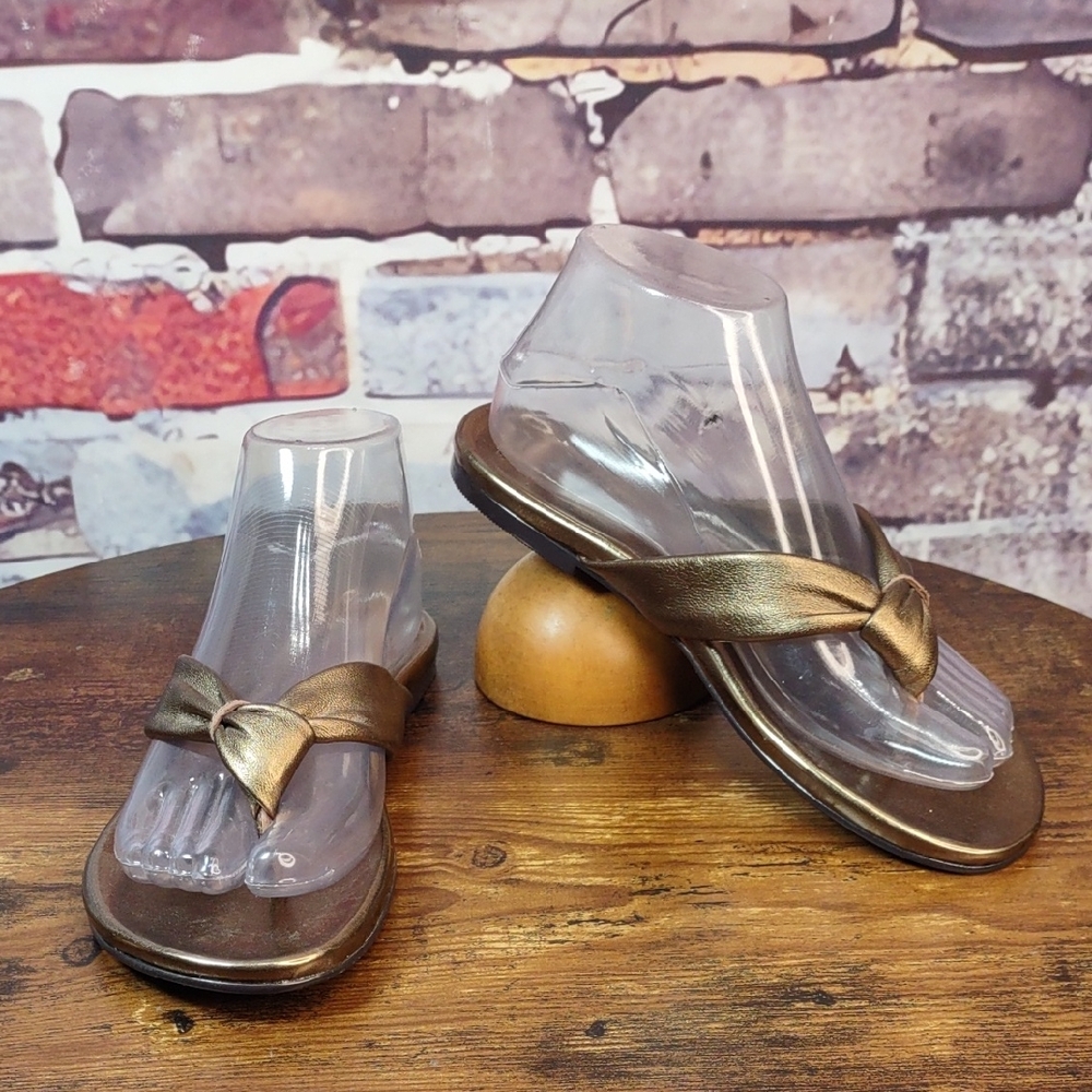 Yellow Box "Marsha" Bronze Leather Thong Style Sandals